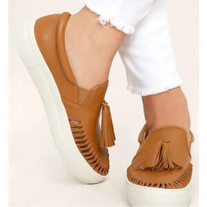 J/SLIDES Aztec Woven Tassel Leather Sneakers